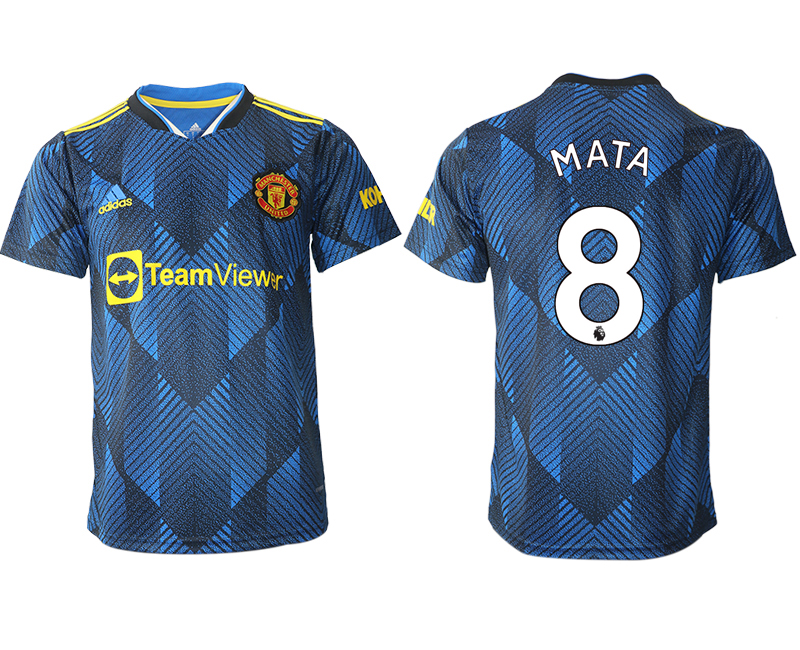 Men 2021-2022 Club Manchester United Second away aaa version blue #8 Soccer Jersey->manchester united jersey->Soccer Club Jersey
